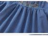MDD 2024 Girls' Cute Denim Embroidered Flower Long-Sleeve Dress