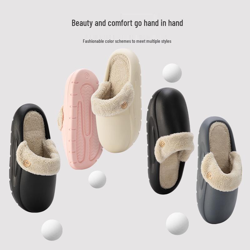 Waterproof Cotton Slippers: Non-Slip, Removable, Warm Indoor Footwear for Women and Men - New Autumn/Winter Style.