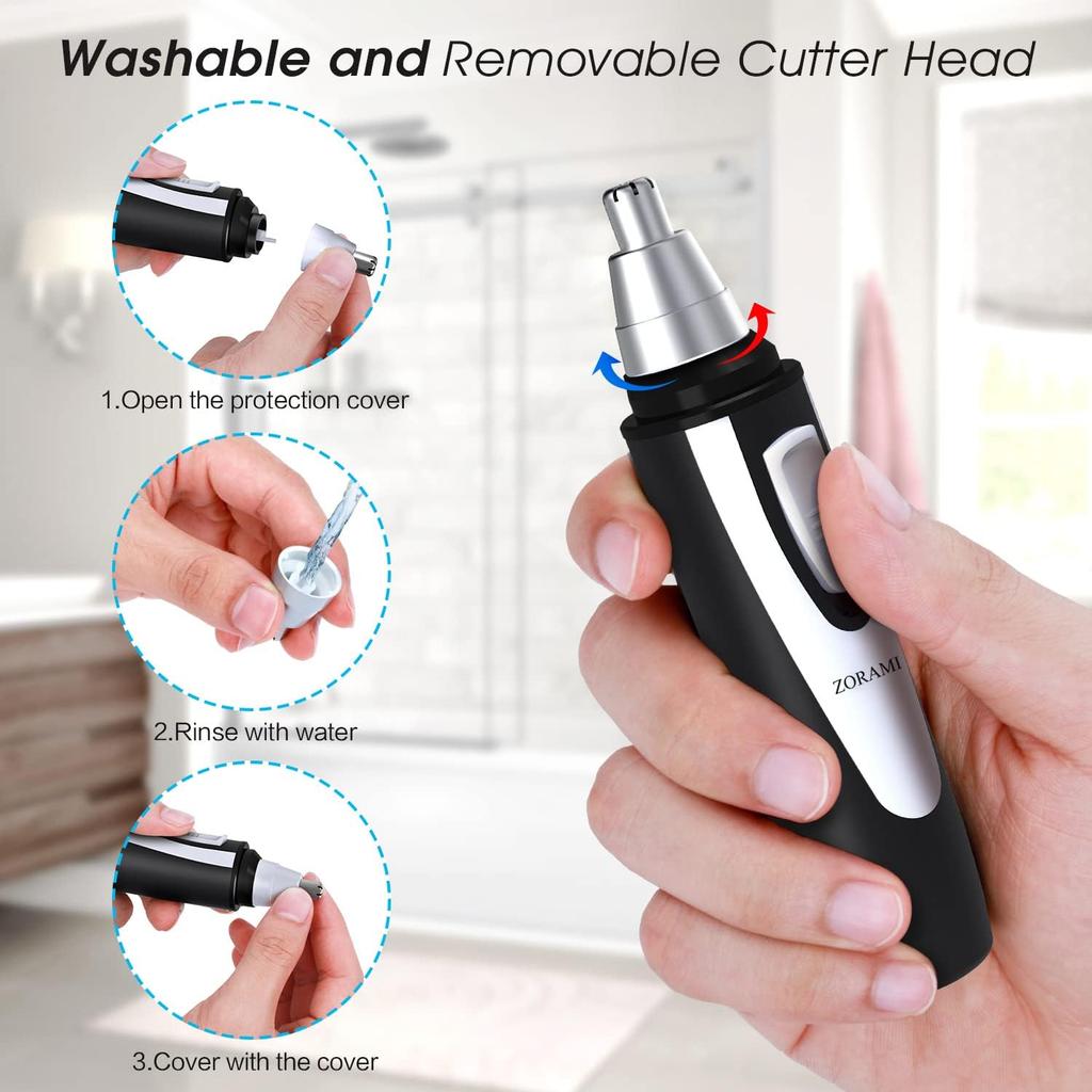 Ear and Nose Hair Trimmer Clipper - 2025 Professional Painless Eyebrow & Facial Hair Trimmer for Men Women, Battery-Operated Trimmer with IPX7