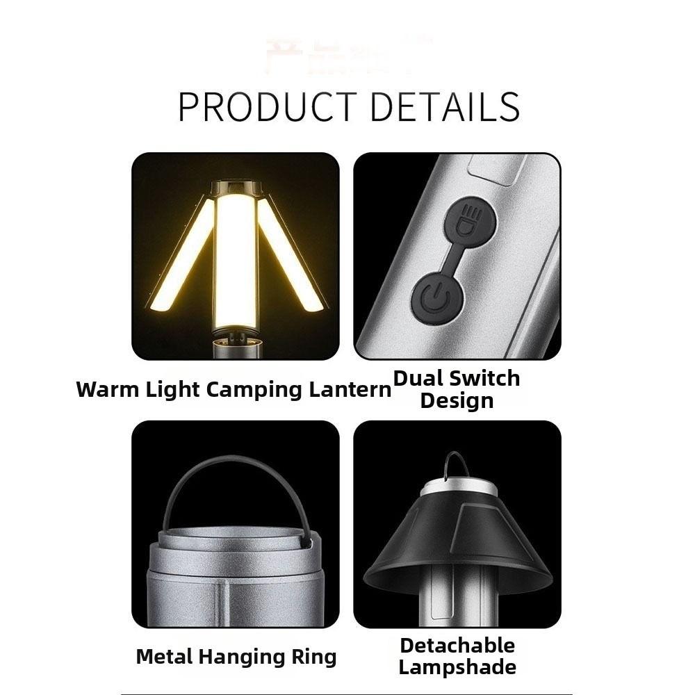 LED Light Camping Light USB Rechargeable with Hook Emergency Lamp with Stand Base Adjustable Height Telescopic Flashlight