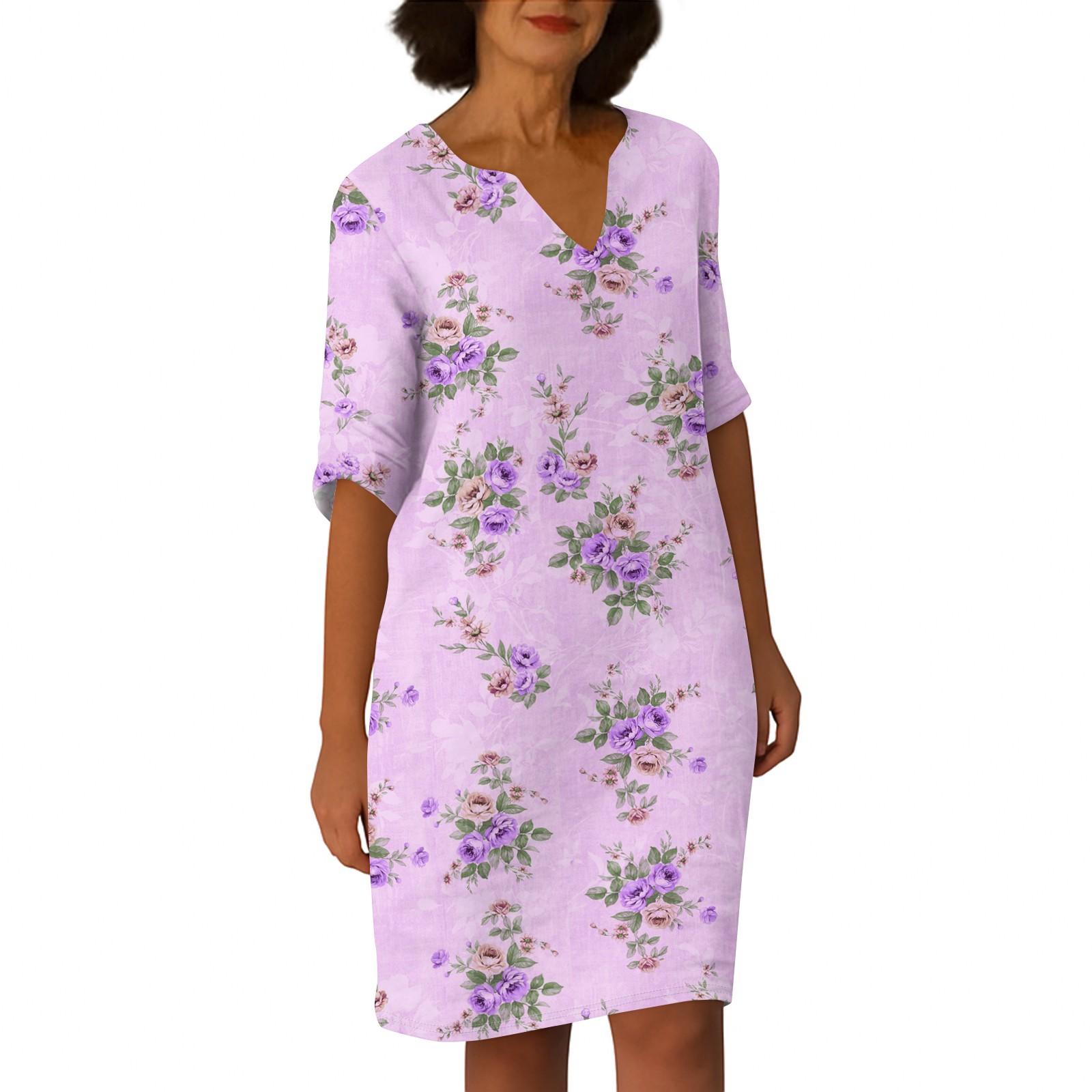 

Сукні для жінок Вінтажна туніка з талією міді, літня повсякденна сукня з половиною рукава XL рожевий