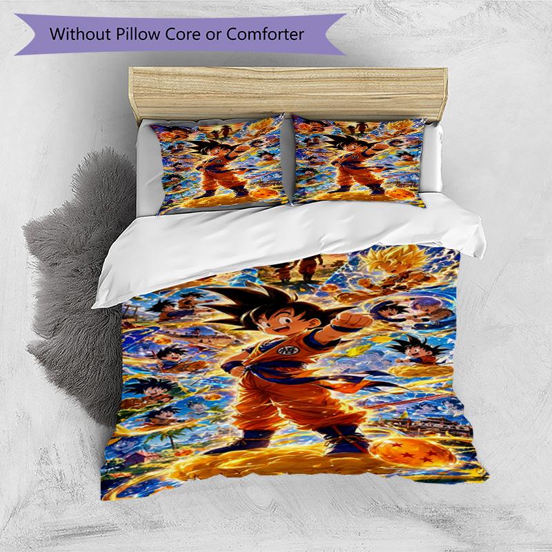 Set copripiumino 3 pezzi (1*Copripiumino + 2*Federe, Senza Nucleo), Set Biancheria da Letto con Stampa DRAGON BALL, Decorazione Camera da Letto, Stagione Unica, Regalo di Compleanno