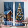 2pcs 2D Flat Printing Drapes Day Christmas House View Polyester Without Electricity Birthday Party Use for Room Bedroom Wall