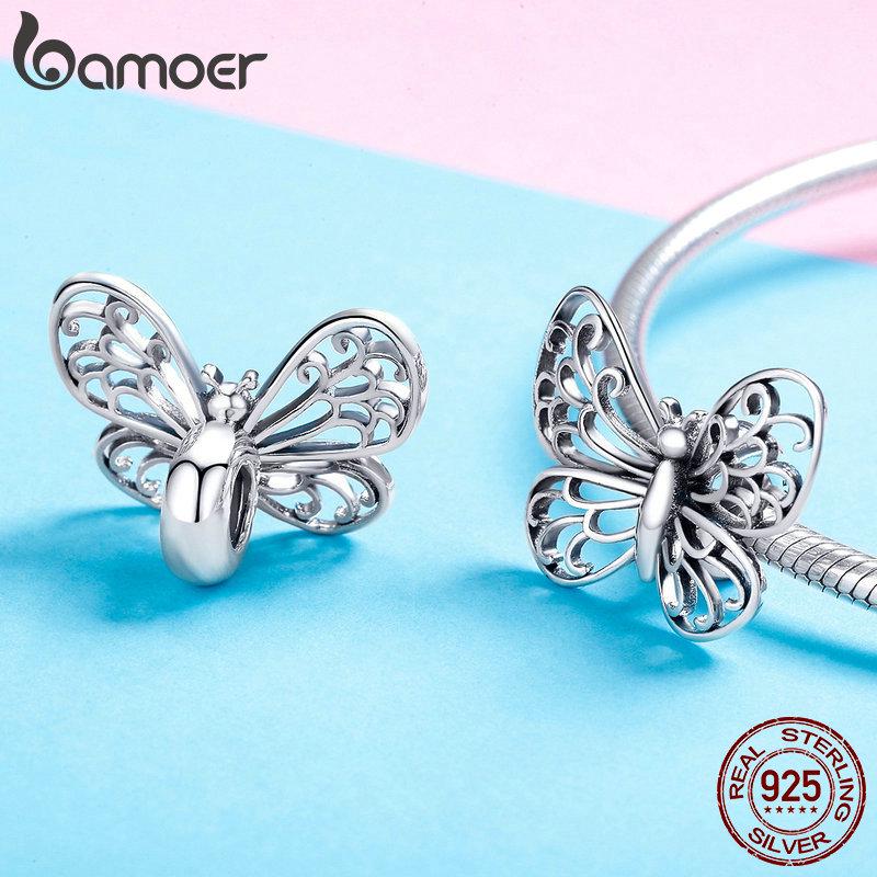 Charms cu insecte fluture din argint 925 BAMOER se potrivesc cu brățările originale