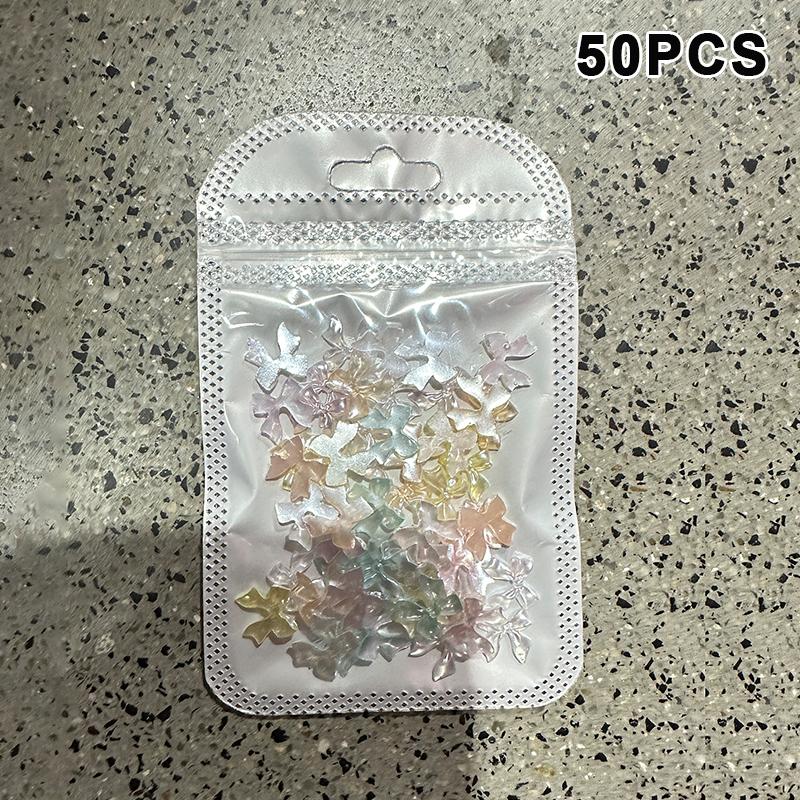 Бантики Микс Нейл-шармы 3D Ледяные Полупрозрачные Разноцветные Украшения для ногтей Аксессуары Любителям нейл-арта 50Pcs