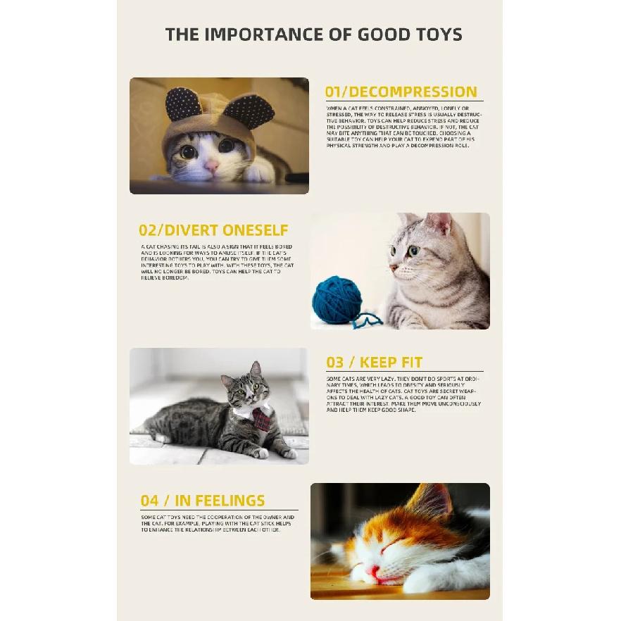 Cat Feather Toy 8PC Replacement Cat Stick With Bell Cat Feather Teaser Wand Pet Kitten Interactive Toy Retractable Fishing Road