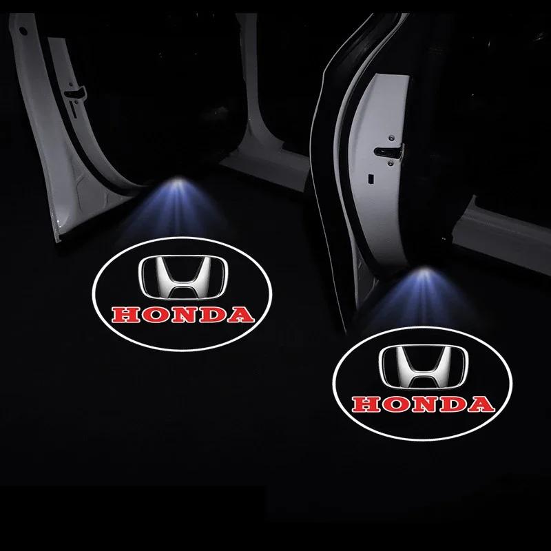 For Honda Car Door Projector Lamps LED Welcome Light Car Accessories For Honda Civic Mugen Accord Odyssey JAZZ CRV Fit Hrv Jazz