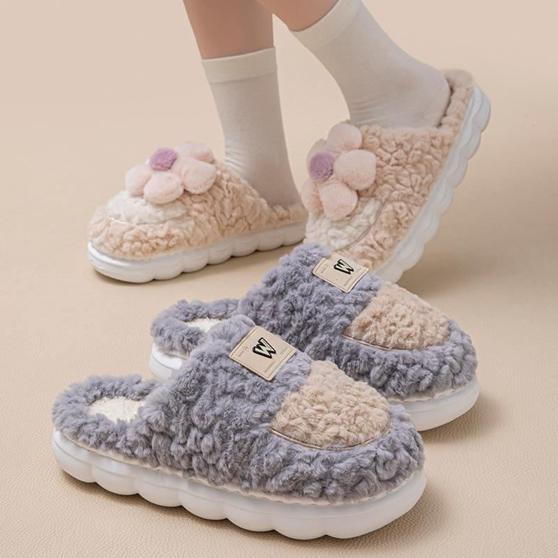 Cotton Slippers Autumn and Winter Cartoon Stepping On Shit Feeling Indoor Dormitory Warm Velvet Soft Thick Bottom Couple Hair Slippers