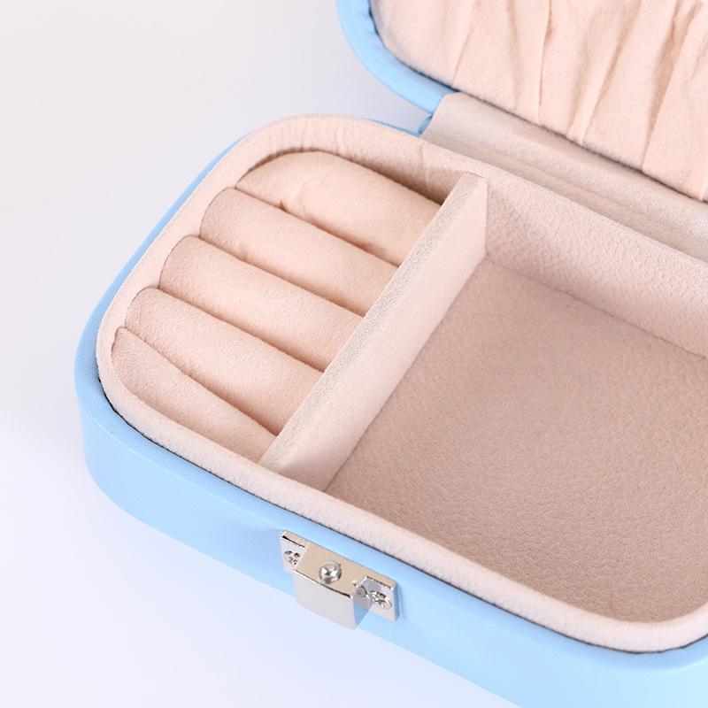 Pastel Double-layer Jewelry Storage Box for Earrings, Rings, and Necklaces - Portable PU Case