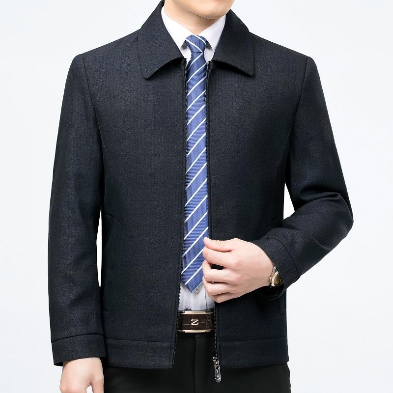 

High-end Wool Jacket Men s Father s Clothing Middle-aged and Elderly Civil Servant Leadership Jacket Spring and Autumn Loose Lapel Casual Jacket 170
