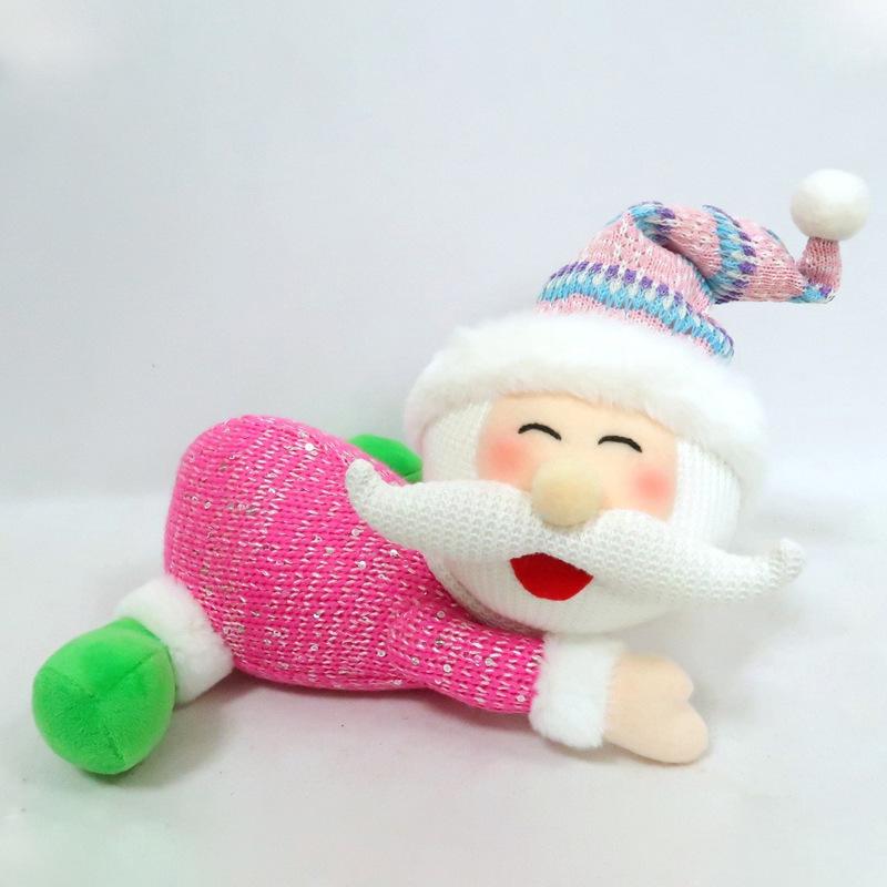 Telescopic long-legged plush doll creative Christmas ornament ornament cartoon Santa Claus shape fabric doll