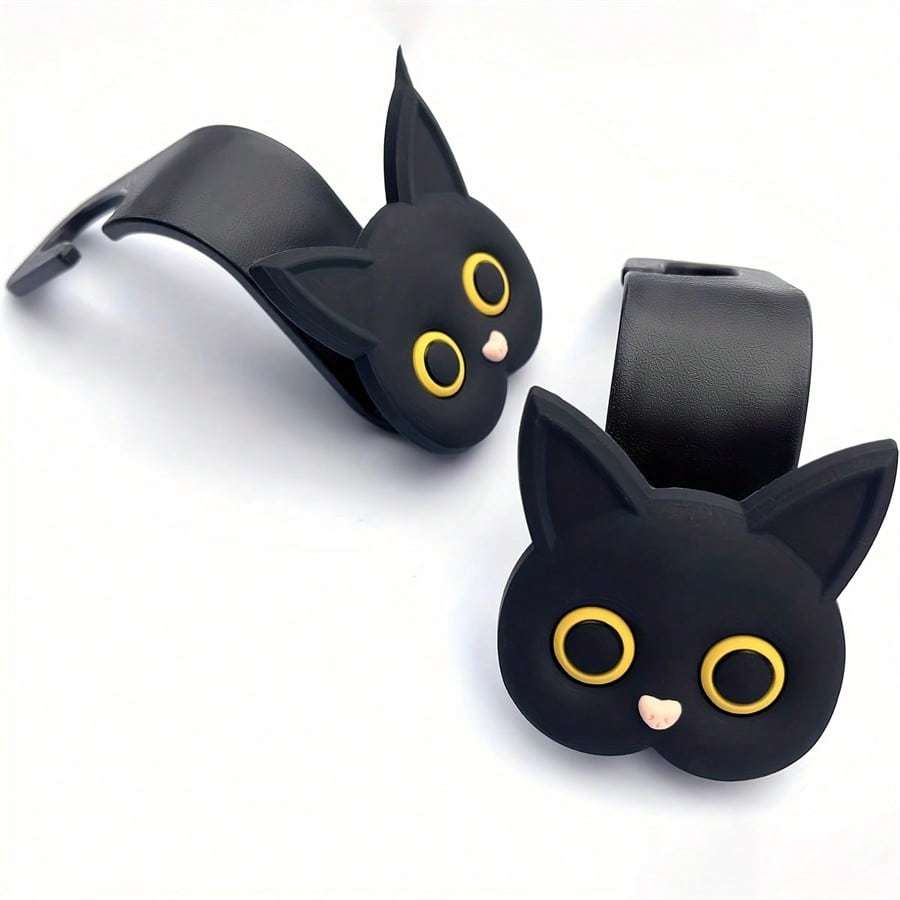 

1 шт. 3D Мультяшный Кот Крючок-вешалка на подголовник автомобильного сиденья Универсальный для автомобиля, Органайзер для хранения в автомобиле для сумки, пальто, Милые вещи для автомобилей 1Pcs чёрный