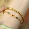Gold-Plated Traditional Lotus Bangle for Women - High-End Simulated Gold Bracelet, Ideal for Weddings
