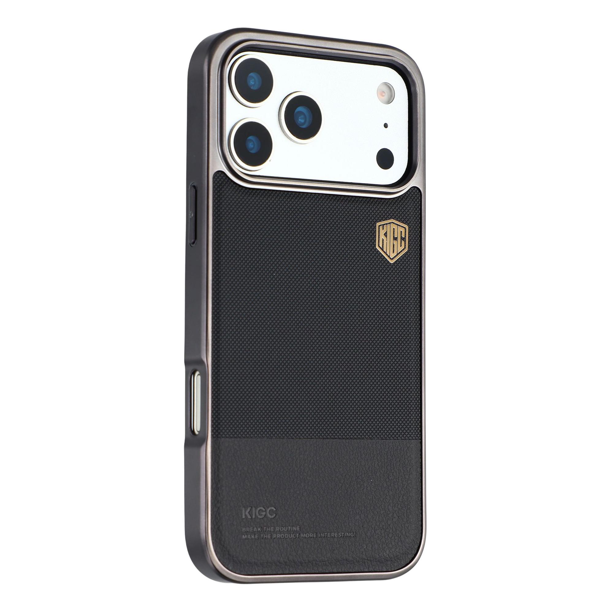 

KIGC For iPhone 17 Pro Max Case PC + TPU + PU Electroplating Phone Cover