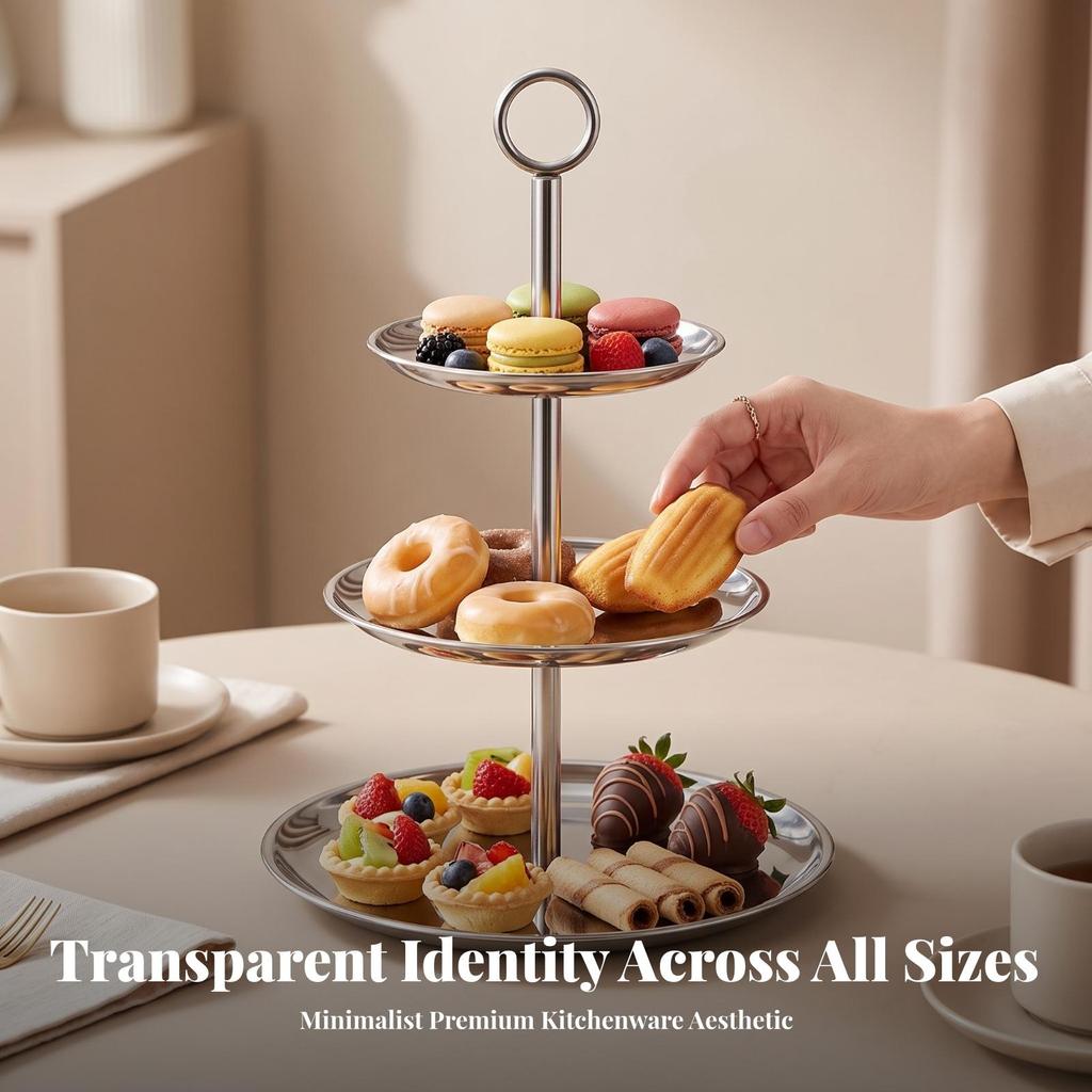Serving Tray Stand Stainless Steel Appetizer Food-Grade for Buffets, Hosts