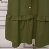 ZANZEA Women Casual Turn Down Collar Loose Sleeveless Dress