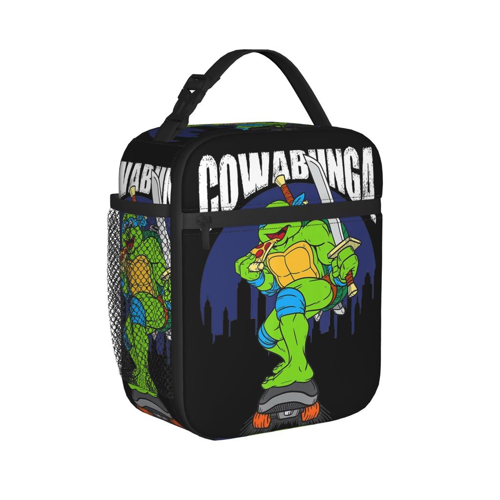 Teenage Turtles Eating Pizza And Skateboarding Insulated Lunch Bag Cooler Bag Meal Container Ninja Turtles Tote Lunch Box