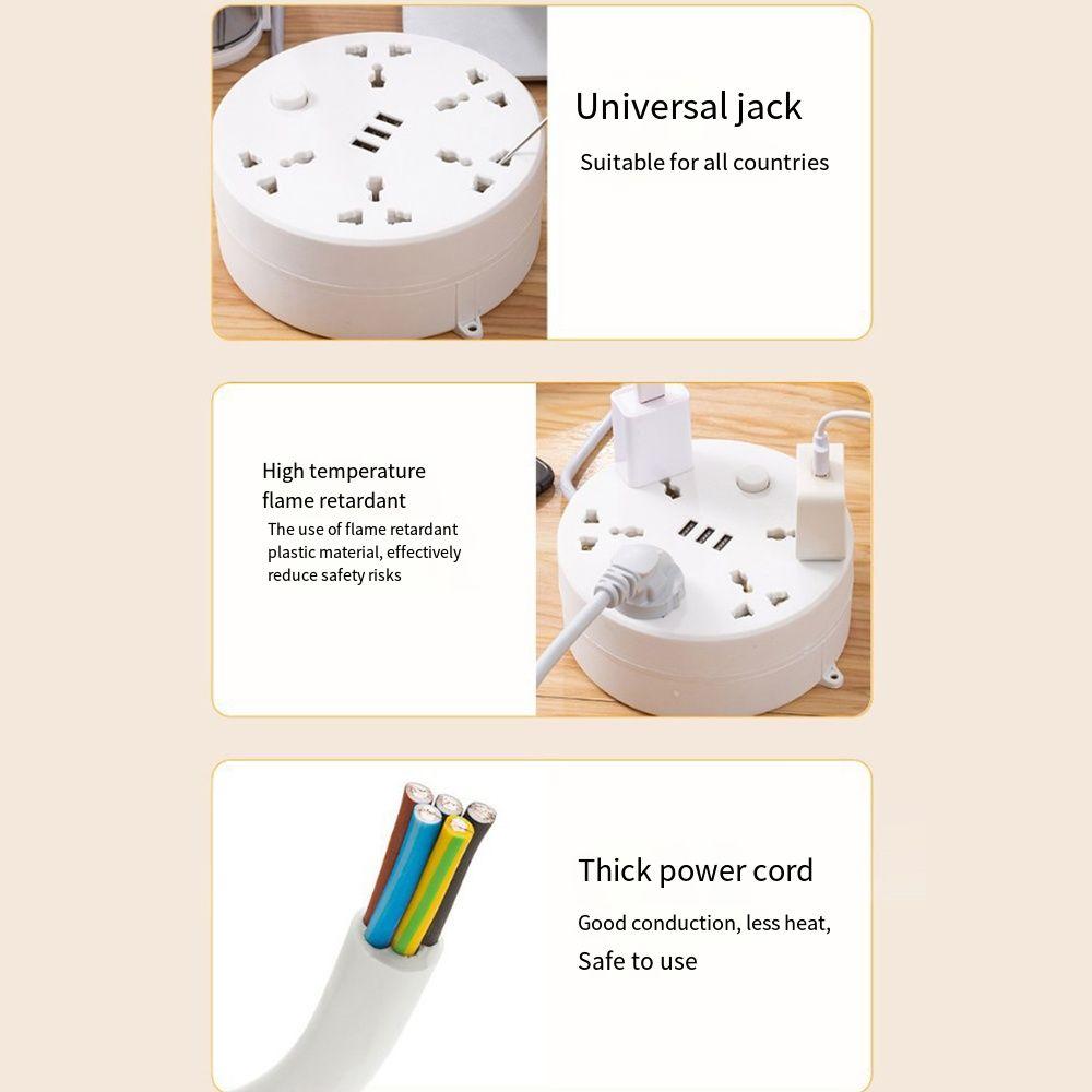 Circular Power Extension Board Flexibility 2M Retractable Power Cord Multi Outlet Power Strip Socket Universal