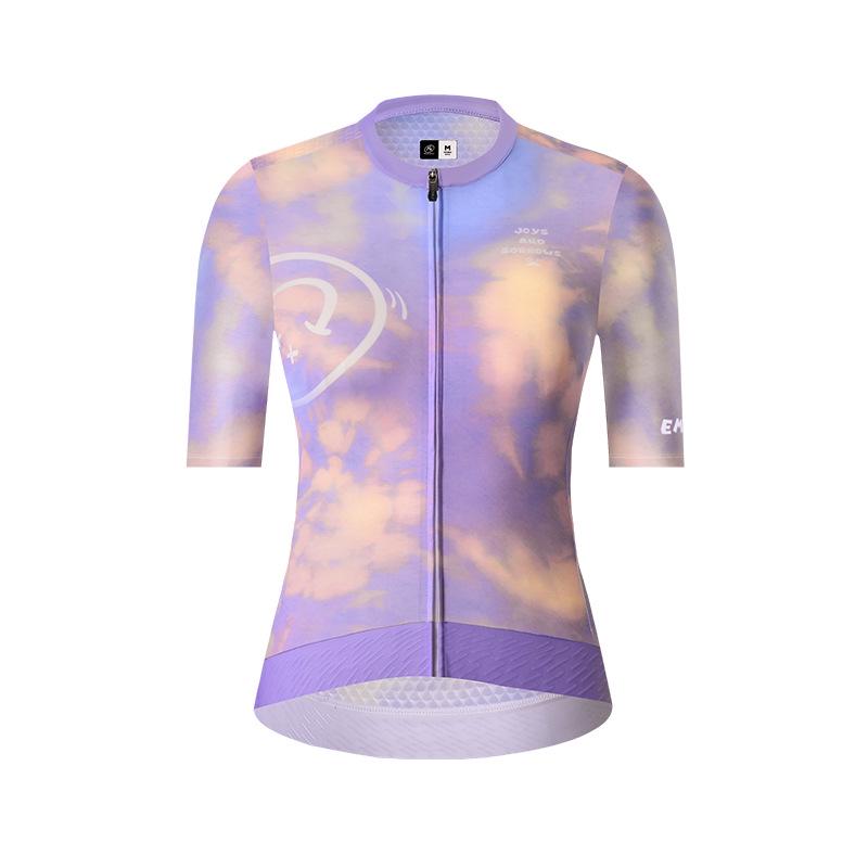 NUCKILY Women's Summer Cycling Jersey - Sun Protection, Breathable, Quick-Drying, Slimming Short Sleeve Top