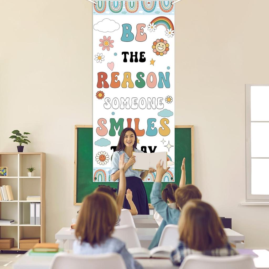 Boho Rainbow Classroom Door Cover Decoration Set Welcome Banner Wall Door Colorful Classroom Decorations for Kindergarten Preschool Elementary Middle