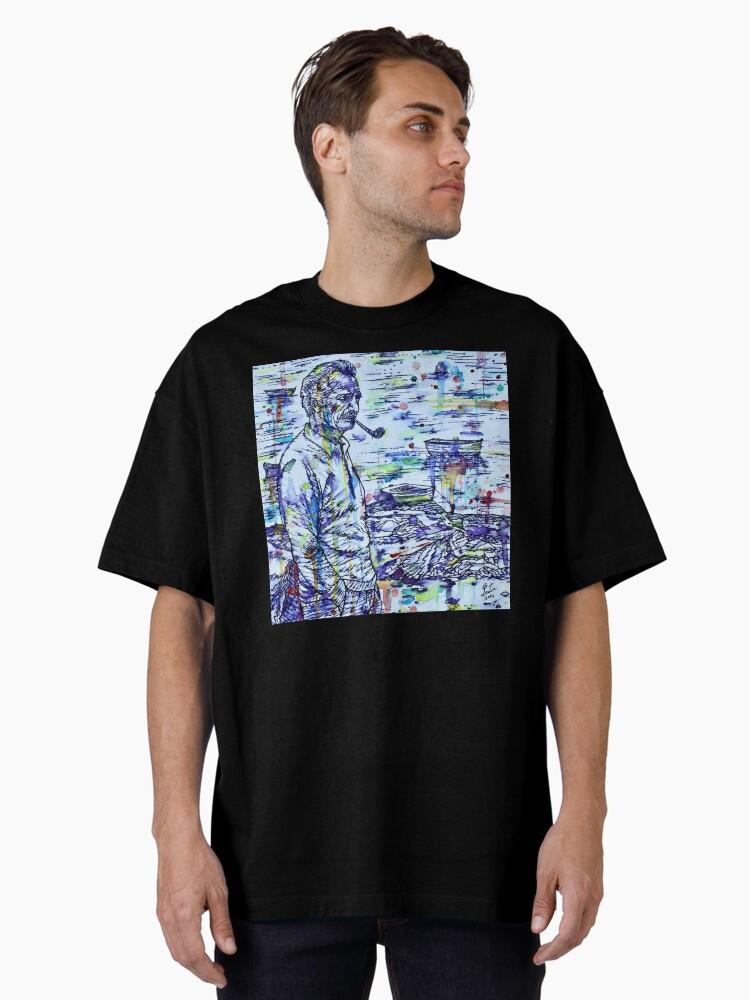 Georges Brassens GEORGES BRASSENS Watercolor and Ink Portrait Oversized T-Shirt