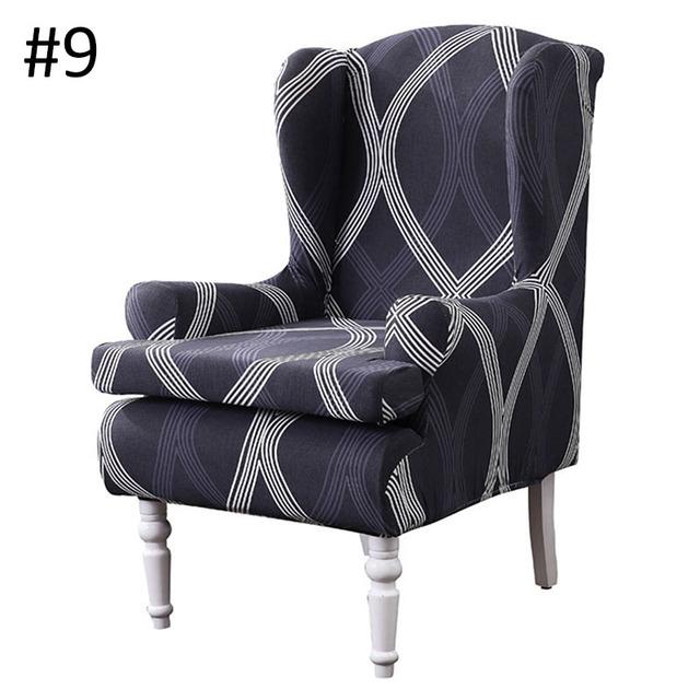 Sell -Nordic 2pc /Set Arm King Back Sofa Chair Cover Elastic Armchair Wingback Wing Dining Sofa Back Chair Cover Stretch Protector