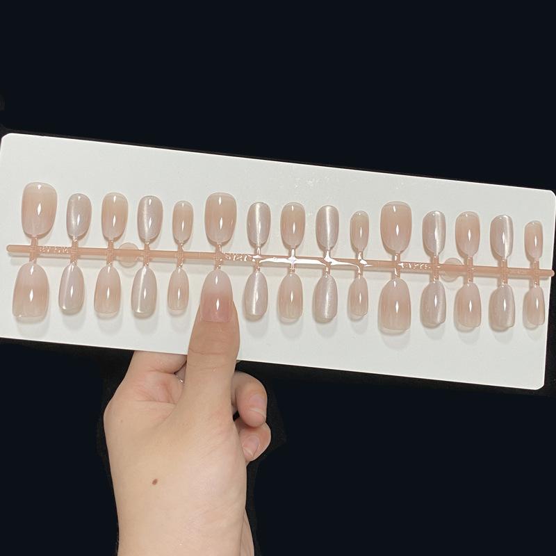 Wearable Manicure Advanced Gradient Nude Skin Cool White Moonlight Prefabricated Manicure Nail Piece Finished Product