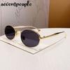 Steampunk Small Frame Oval Sunglasses Women  Luxury Brand Trendy Metal Frame Sun Glasses For Ladies Fashion Shades UV400