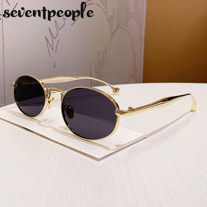 Steampunk Small Frame Oval Sunglasses Women  Luxury Brand Trendy Metal Frame Sun Glasses For Ladies Fashion Shades UV400