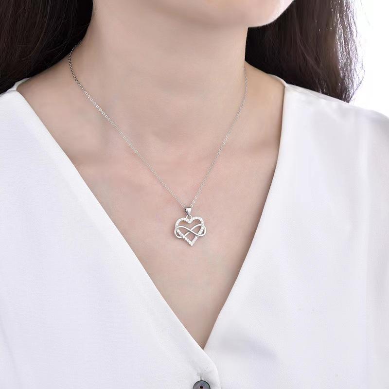 Unendliche Liebe Diamant Herz Anhänger Halskette Für Frauen Minimalistisches Design Zarte Schlüsselbein Kette