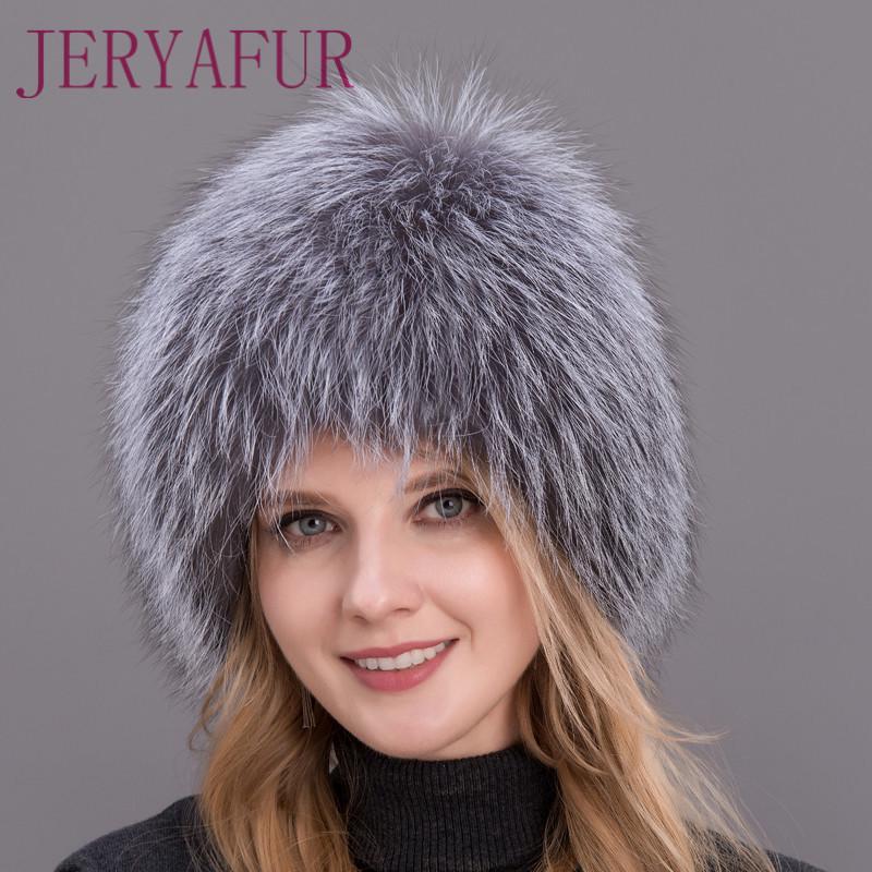 JERYAFUR Russian style women's winter imitation fox fur hat, ecological fur with lining, suitable for cold winter