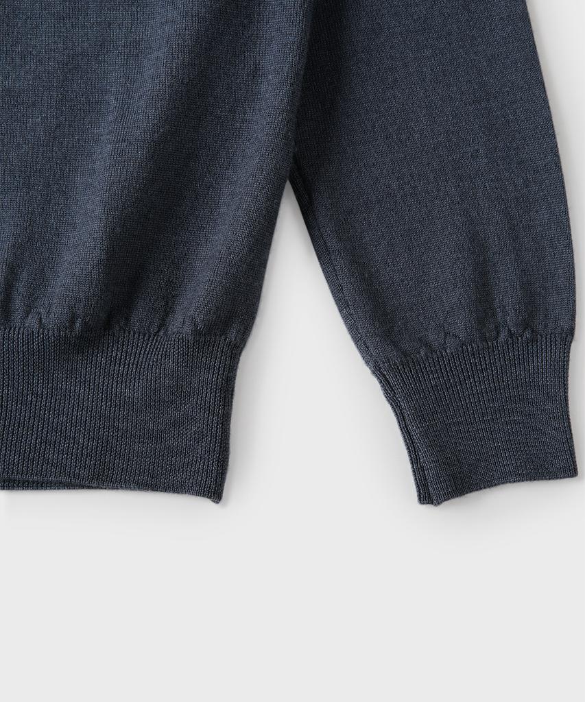 PANICALE Navy 100% Merino Wool Crew Neck Knit