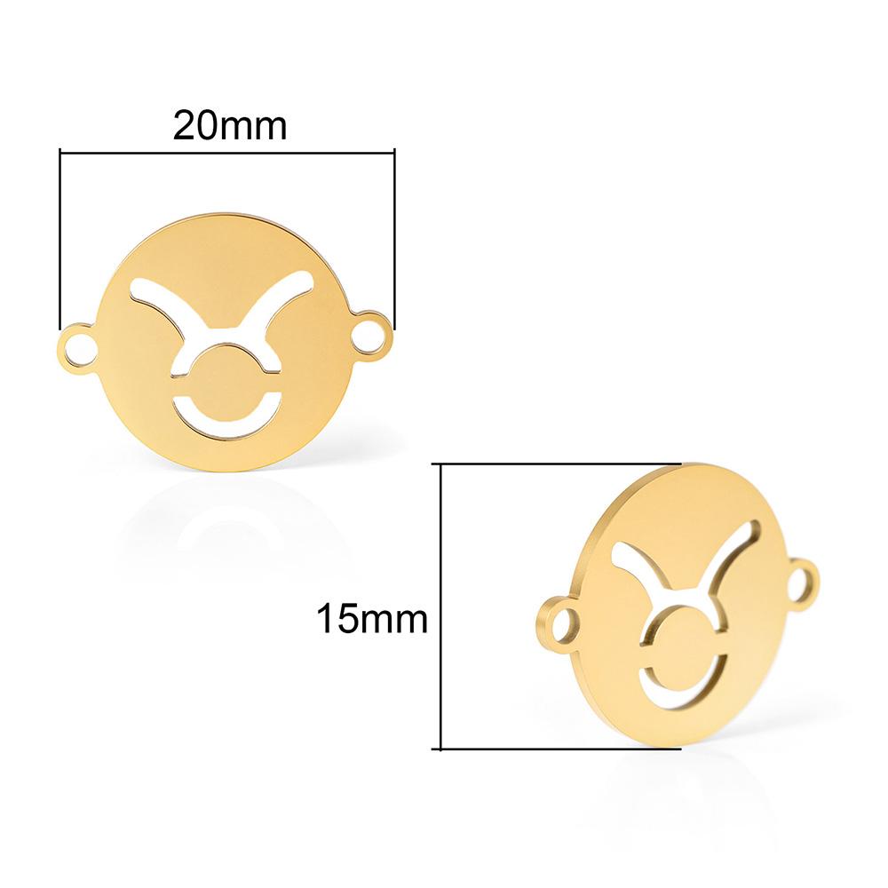 5pcs/lot 316 Stainless Steel Gold Plated 12 zodiac signs Small Charms Connector Pendant For Necklace DIY Jewelry Making