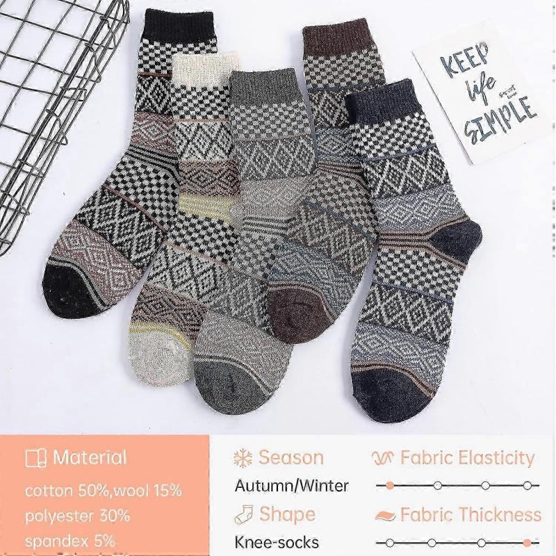 5 Pairs Thermal Women Socks Warm Thick Knitting Winter Wool Sock for Ladies