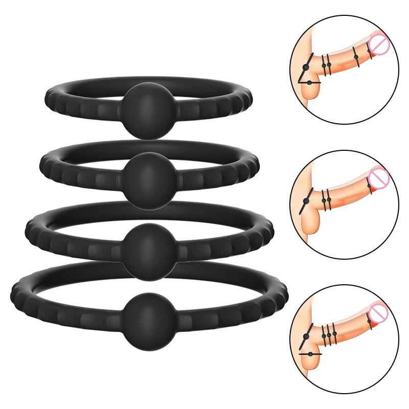 Cock Rings Silicone Ball Stretcher Delay Ejaculation TPE Penis Ring for Men Sex Toys Adjustable Semen Lock Ring SM Penis Sleeve