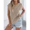 Summer solid color twist bat sleeve casual loose sweater diamond plaid sleeveless top