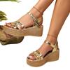 Fashion Plus Size 2025 Platform Women's Buckle Strap Sandals Summer Wedges Mixed Colors Weave Sandals for Hot Sale Daily Casual Shoes