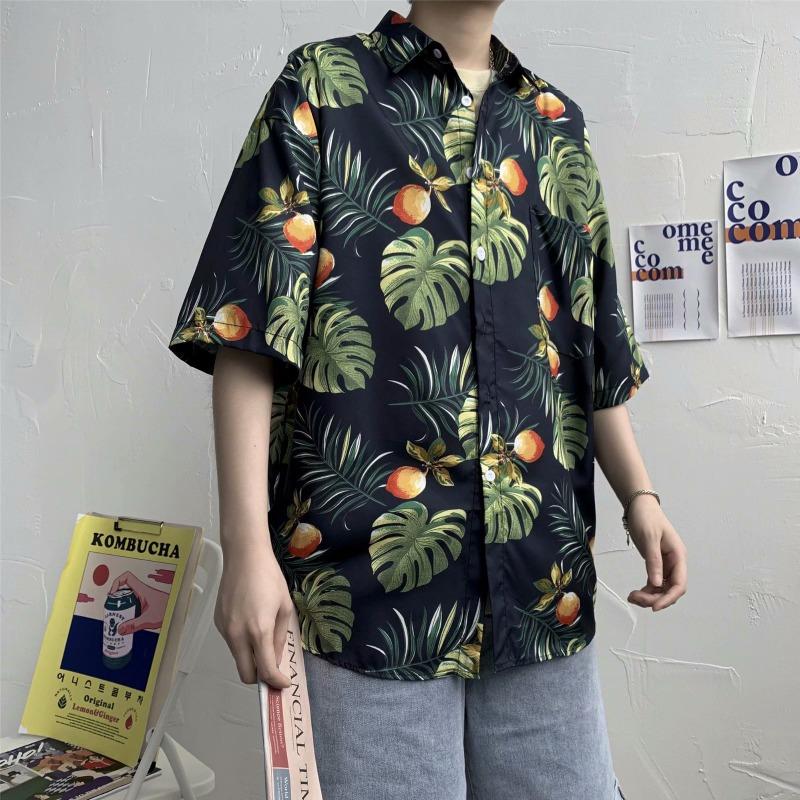 Hawaiian Men's Floral Shirt Harbor Style Retro Beach Beach Floral Couple Floral Shirt Short Sleeved Men