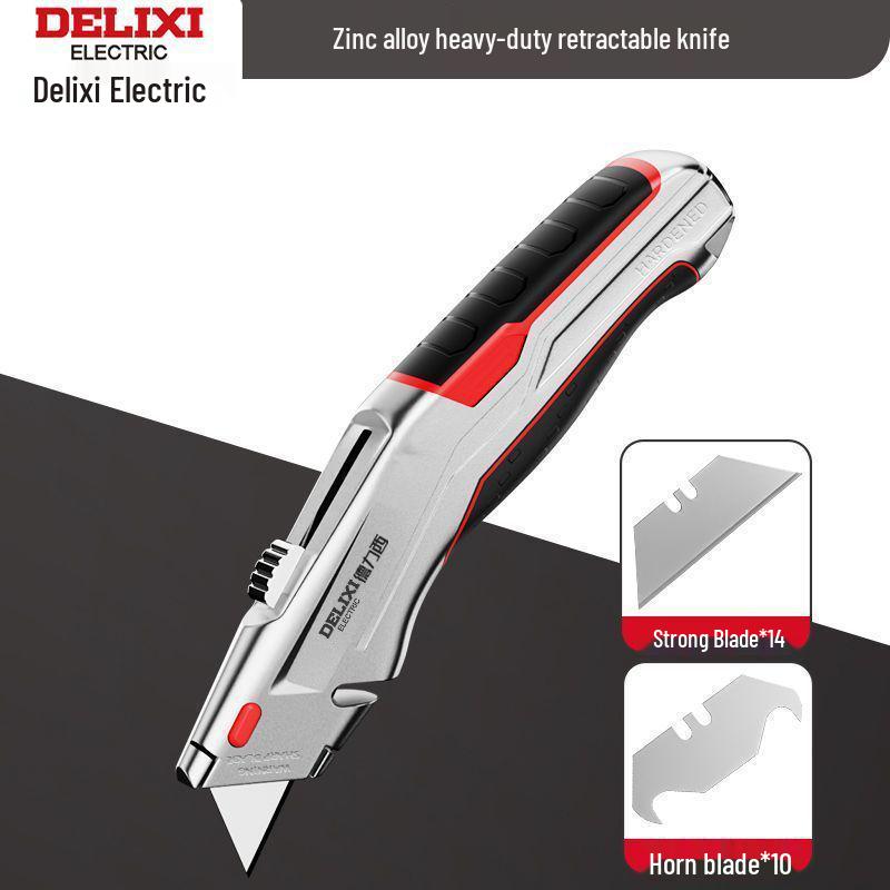 Heavy-Duty Industrial Folding Utility Knife with Thick All-Steel Retractable Blade for Electricians and Cable Work.