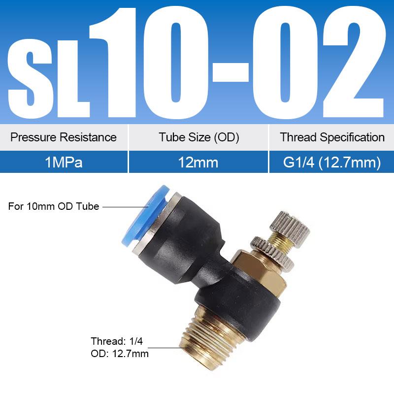 Pneumatic Quick Connect Connector SL 4 6 8 10 12mm M5 '1/8' 1/4 '3/8' 1/2 Air Speed Regulating Valve Accelerator Valve