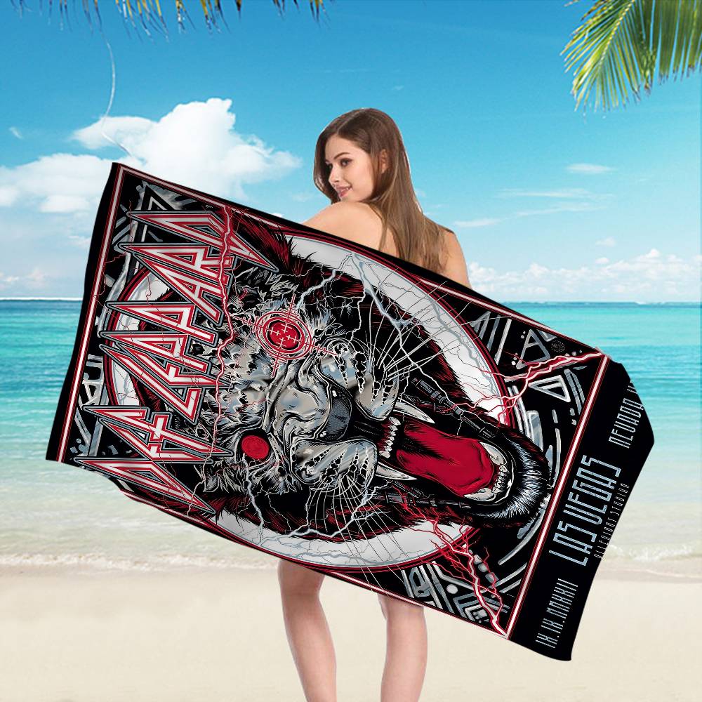 D-Def L-LeppardS Band Anime Beach Swimming Towel Soft Absorbent Washcloth Children's Gifts for Kids Travel Camping Gym