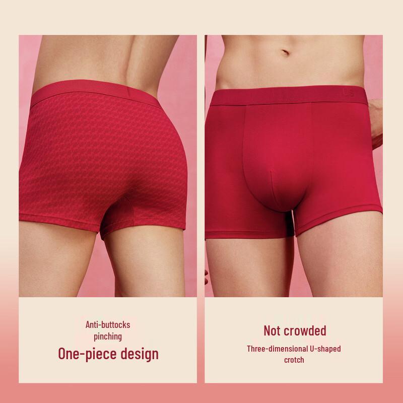 Ubras Men's Red Thousand Horse Pattern Cotton Boxer Briefs & Socks Gift Box