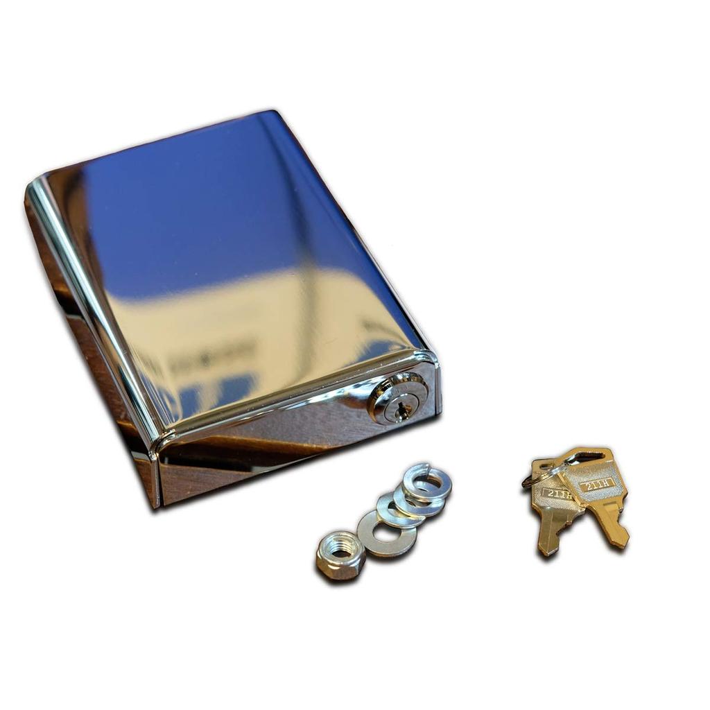 Terada Motors Lock Aluminum Hard Case for ETC Unit Storage Compatible with Japan ETC Units [ETC Case] In-Vehicle (Chrome-Plated) EC11-NC