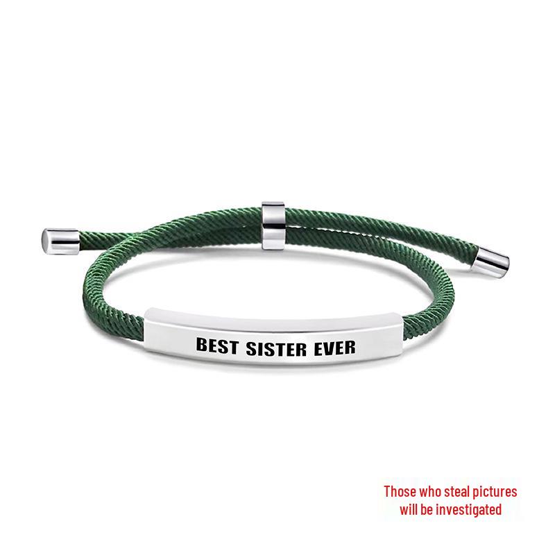 Multicolor Woven Rope Friendship Bracelet - Engraved Stainless Steel Christmas Gift