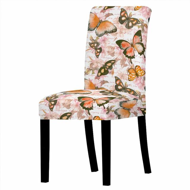 

Еластичний чохол для обіднього стільця з принтом метелика. Еластичний спандекс. Пилонепроникний чохол для стільця. Кухонні стільці. Протектор. Декор для дому. Universal Size