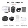 Viltrox 23mm Large Aperture Prime Noiseless Stepping HD Nano Multilayer Compact Metal Water 10 11 Elements X f1.4 Lens, STM, Motor, Coating, Body,