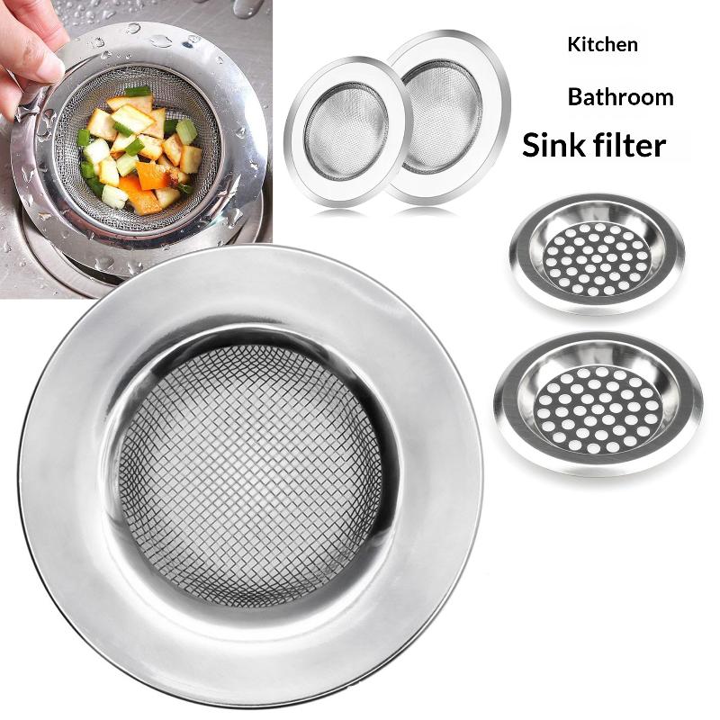 1Pc Kitchen Sink Stainless Steel Mesh Strainer Anti Clog Sears Sewer Filter Easy Clean Food Stopper