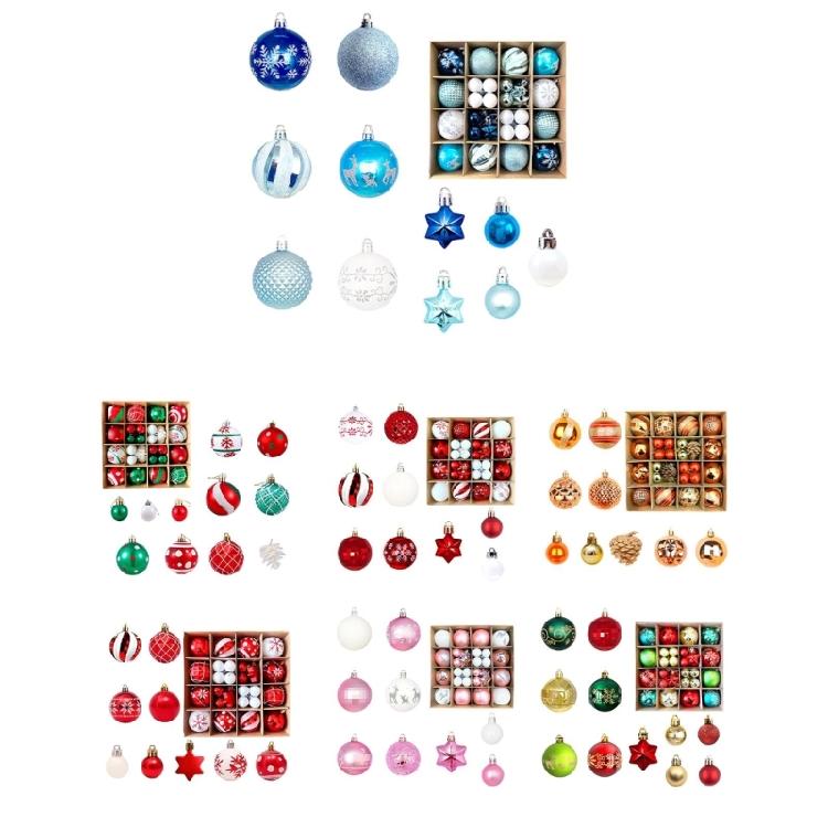 42Pieces Shatterproof Christmas Balls Ornament Bright Christmas Bauble Collections Sphere Pendant for Tree Decorating