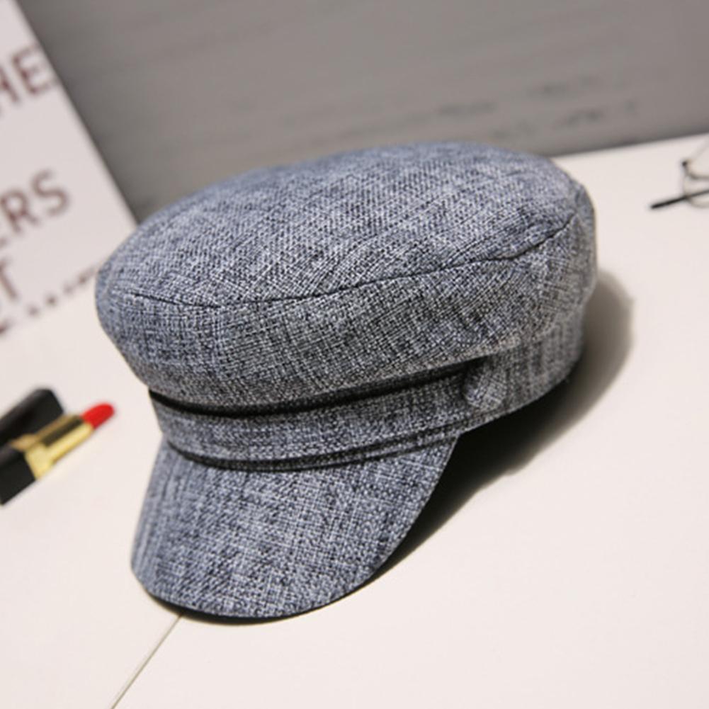 Women Men Cute Casual Outdoor Short Eaves Dome Cotton-flax Button Beret Hat Cap Unisex