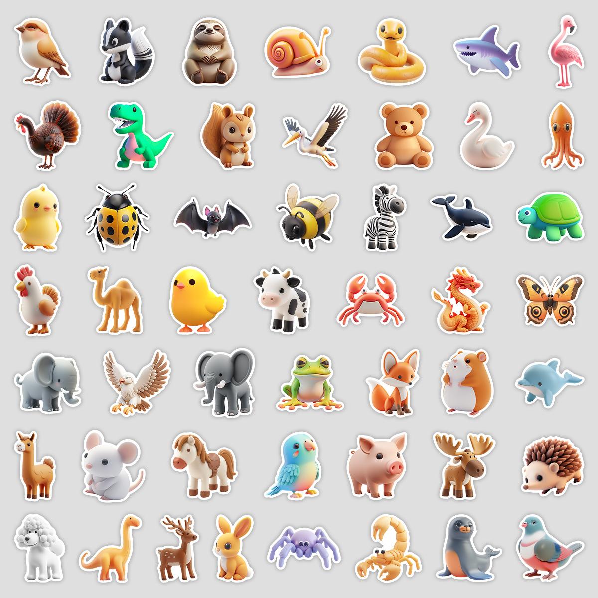 

50 3D Наклеек Граффити с Животными Персонализированные Креативные Мультяшные Украшения Животных Наклейки для Водных Стаканов Мобильных Чемоданов